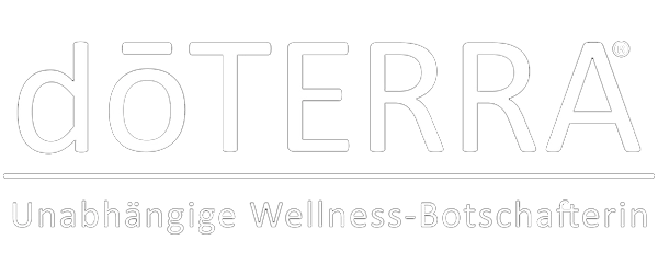 doTERRA-Logo mit dem Zusatz "Unabhängige Wellness-Botschafterin" auf schwarzem Hintergrund.
